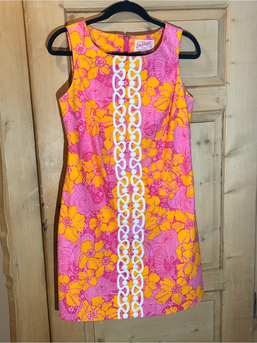 Lilly Pulitzer Pink & Yellow Floral Chain-Trim Shift Dress
